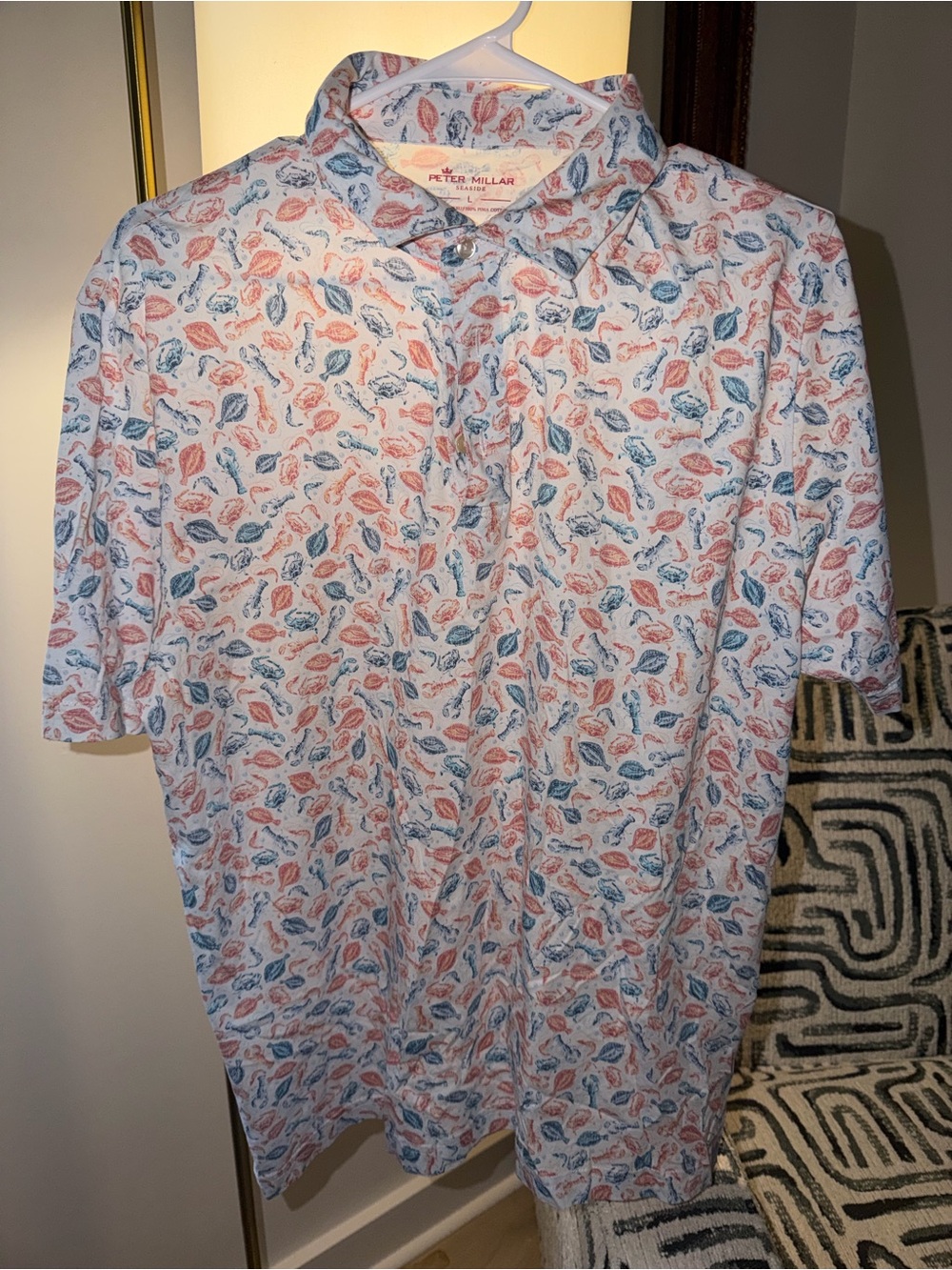 Pete Millar Seaside Men's Bottom Feeders Aqua Cotton Polo